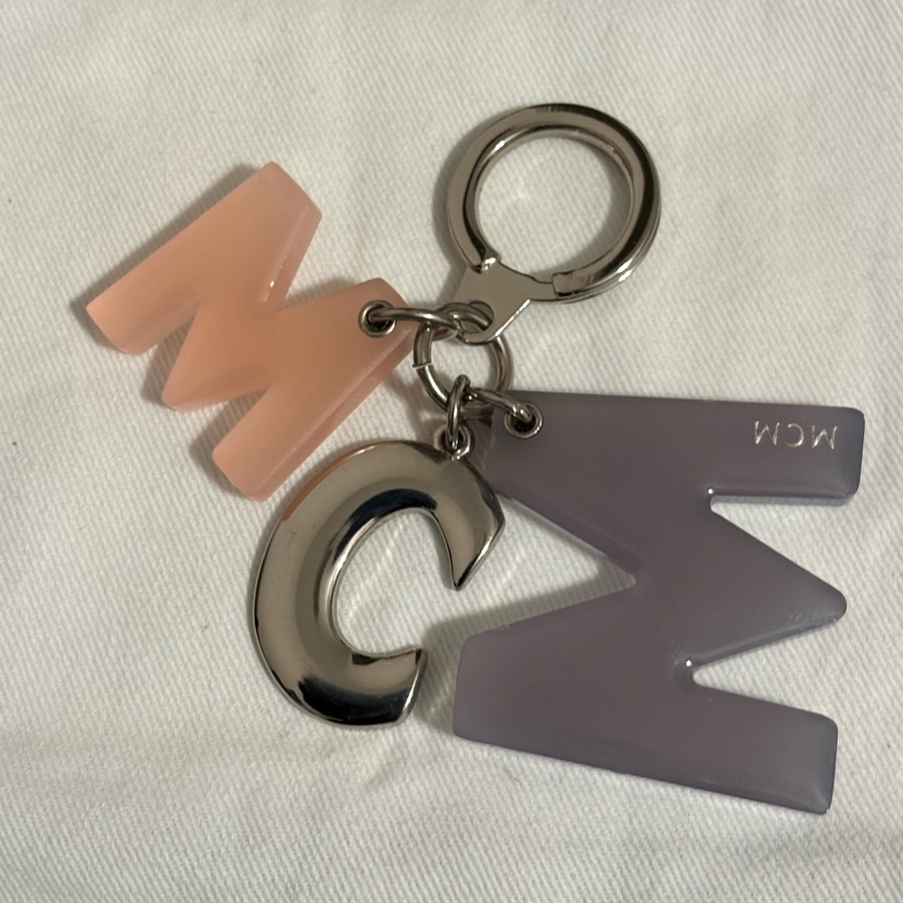 NWOT MCM Peach and Lavender Key Chain Bag Charm